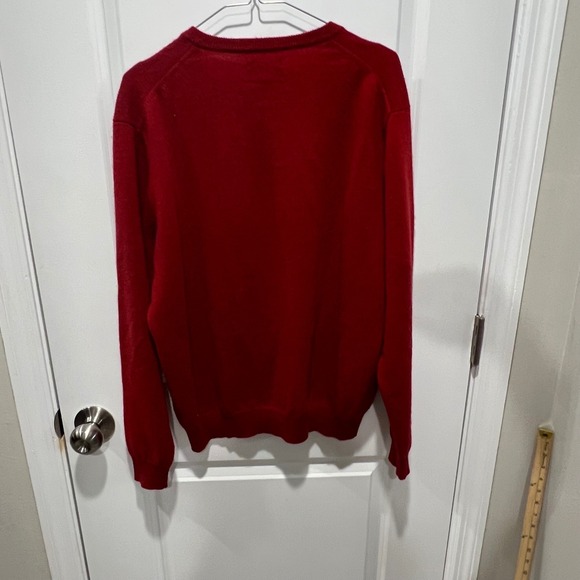 Club Room Mens Red 100% Fine Cashmere V Neck Sweater Size M - Picture 4 of 7
